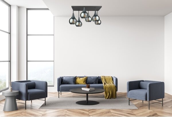 Lustră aplicată SOMA 6xE27/60W/230V negru/negru fumuriu