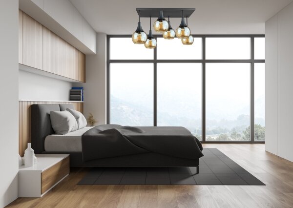 Lustră aplicată SOMA 6xE27/60W/230V negru/bej fumuriu