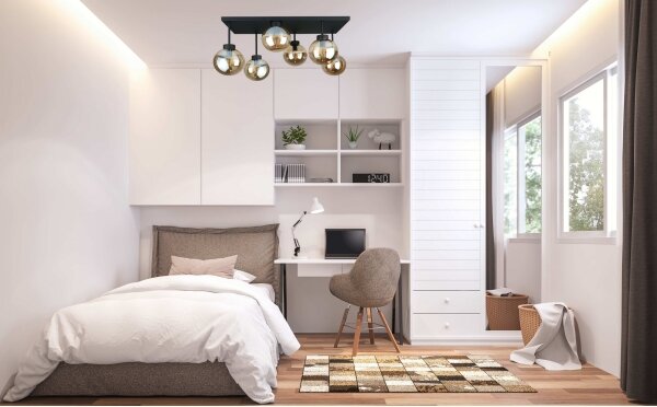 Lustră aplicată DEA 6xE14/60W/230V negru/bej fumuriu