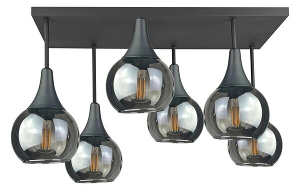 Lustră aplicată SOMA 6xE27/60W/230V negru/negru fumuriu