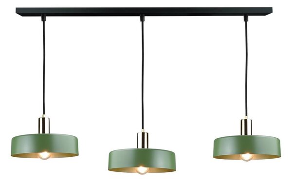 Lustră pe cablu HAKI 3xE27/60W/230V verde/crom lucios