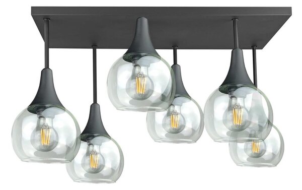 Lustră aplicată SOMA 6xE27/60W/230V negru/transparent