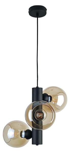 Lustră pe cablu TUBE 3xE27/60W/230V negru/bej fumuriu