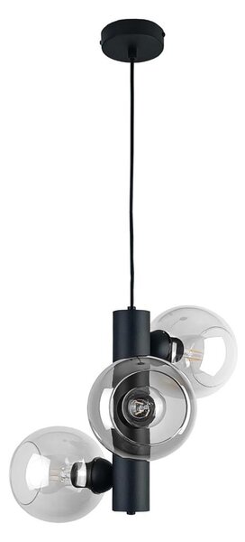 Lustră pe cablu TUBE 3xE27/60W/230V negru/transparent