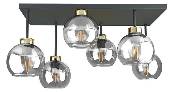Lustră aplicată NESSA 6xE27/60W/230V negru/auriu/transparent