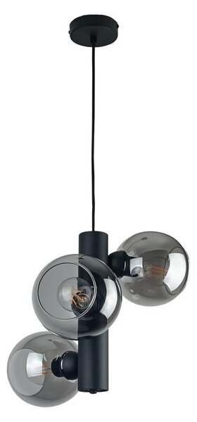Lustră pe cablu TUBE 3xE27/60W/230V negru/transparent