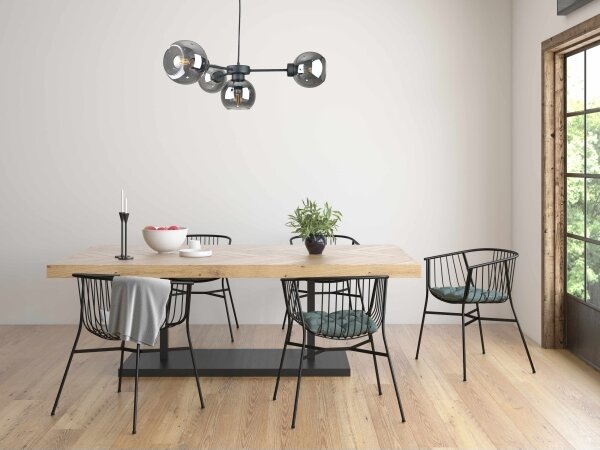 Lustră pe cablu KALIOPE 4xE27/60W/230V negru/negru fumuriu