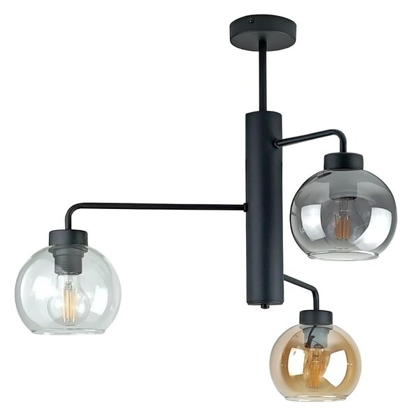 Lustră pe tijă FLEX 3xE27/60W/230V negru/negru fumuriu/bej fumuriu/transparent