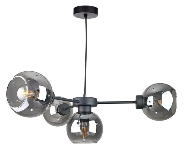 Lustră pe cablu KALIOPE 4xE27/60W/230V negru/negru fumuriu