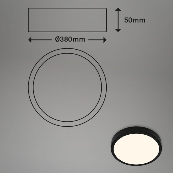 Plafonieră LED Briloner 3703-015 RUNA LED/24W/230V 3000K d. 38 cm negru