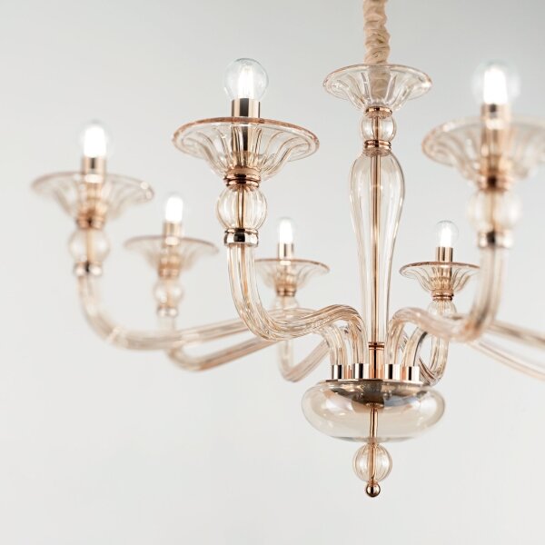 Lustră pe lanț Ideal Lux DANIELI 6xE14/40W/230V d. 85 cm alamă