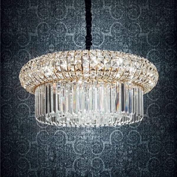 Lustră de cristal pe lanț Ideal Lux NABUCCO 12xE14/40W/230V d. 60 cm auriu