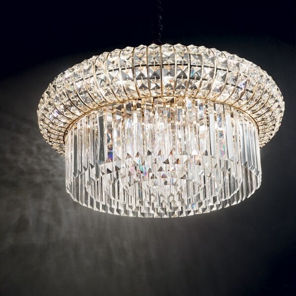 Lustră de cristal pe lanț Ideal Lux NABUCCO 12xE14/40W/230V d. 60 cm auriu