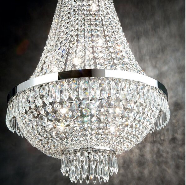 Lustră LED de cristal pe lanț Ideal Lux CAESAR 6xG9/3W/230V d. 38 cm crom