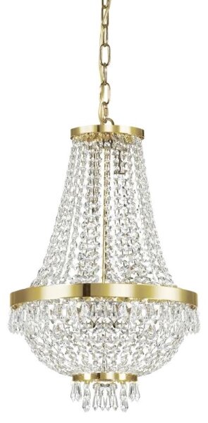 Lustră LED de cristal pe lanț Ideal Lux CAESAR 6xG9/3W/230V d. 38 cm auriu