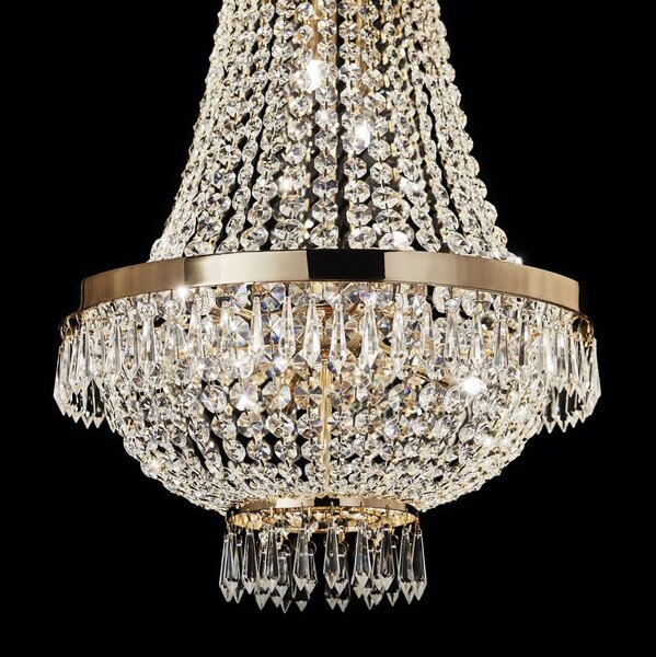 Lustră LED de cristal pe lanț Ideal Lux CAESAR 6xG9/3W/230V d. 38 cm auriu