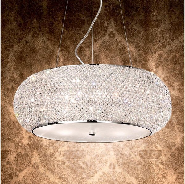 Lustră de cristal pe cablu Ideal Lux PASHA 6xE14/40W/230V d. 40 cm crom lucios