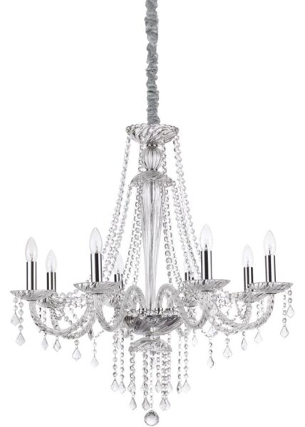 Lustră de cristal pe lanț Ideal Lux AMADEUS 8xE14/40W/230V d. 80 cm transparent