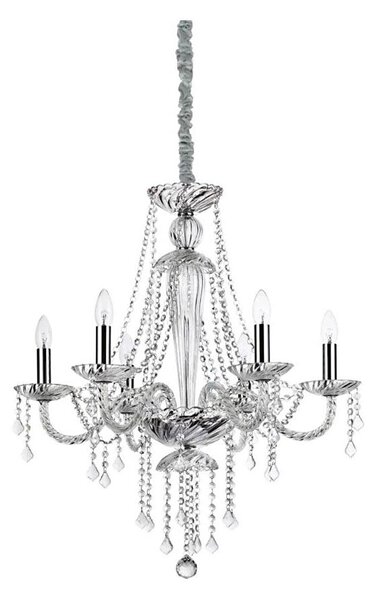Lustră de cristal pe lanț Ideal Lux AMADEUS 6xE14/40W/230V d. 67 cm transparent