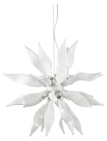 Lustră LED pe cablu Ideal Lux LEAVES 8xG9/3W/230V d. 63 cm alb