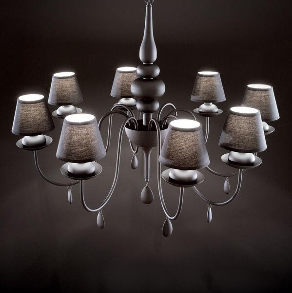 Lustră pe lanț Ideal Lux BLANCHE 8xE14/4W/230V d. 92 cm negru