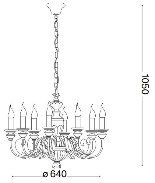 Lustră pe lanț Ideal Lux FIRENZE 8xE14/40W/230V d. 64 cm alb/auriu