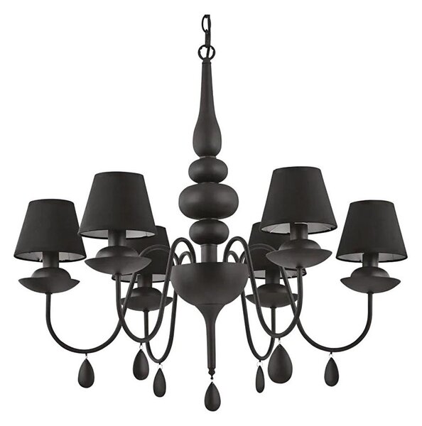Lustră pe lanț Ideal Lux BLANCHE 6xE14/4W/230V d. 72 cm negru