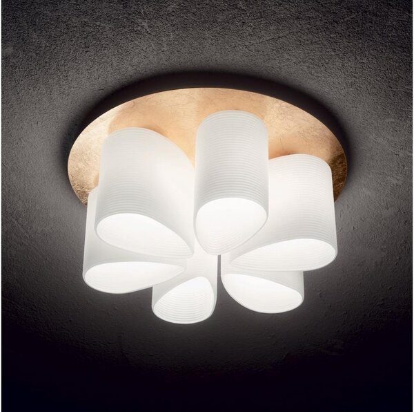 Plafonieră Ideal Lux DAISY 6xE27/52W/230V d. 60 cm auriu/alb