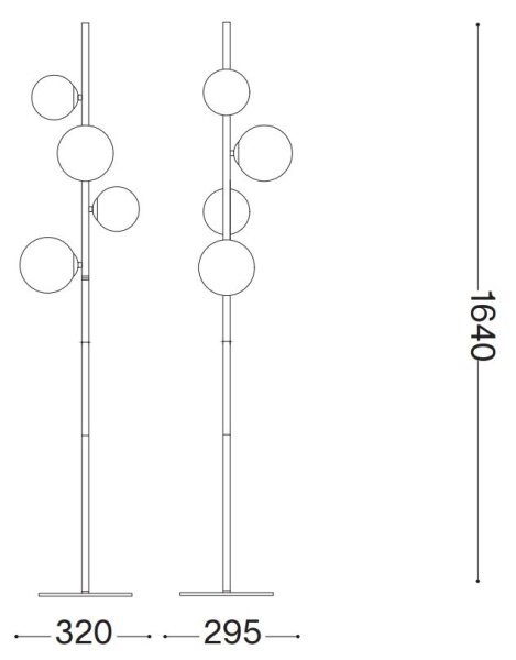 Ideal Lux - Lampă de podea LED PERLAGE 4xG9/3W/230V auriu/fumuriu