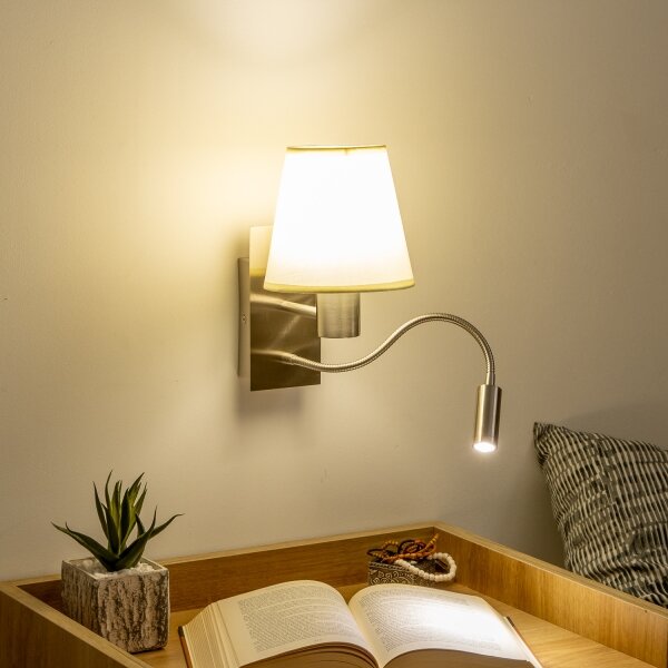 Lampă LED flexibilă de perete Brilagi NUBILA 1xE27/25W/230V+LED/3W crom mat/crem
