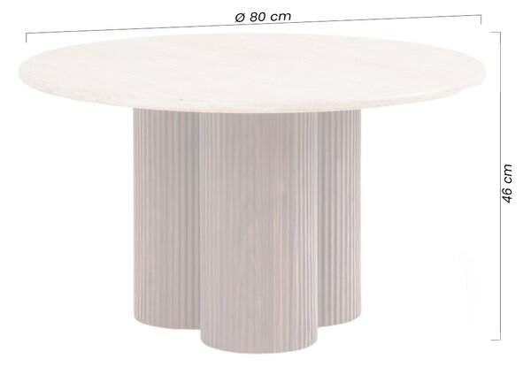 Măsuță de cafea rotundă Massia 80 cm pentru living - travertin / nuc