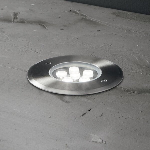 Corp de iluminat LED pentru căi de acces Ideal Lux FLOOR LED/6W/230V d. 12 cm CRI 90 IP67 crom