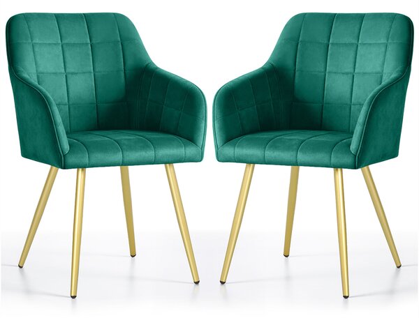 Set 2 scaune de sufragerie Luxemburg (verde închis + auriu). Promo -15%. 1152202