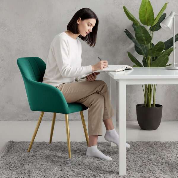 Set 2 scaune de sufragerie Luxemburg (verde închis + auriu). Promo -15%. 1152202