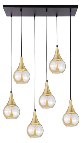 Lustră pe cablu LACRIMA HONEY 6xE27/60W/230V negru/auriu/bej fumuriu
