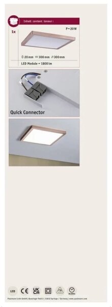 Panou aplicat LED/20W Paulmann 70941 ATRIA 230V 4000K 30x30 cm roz-auriu