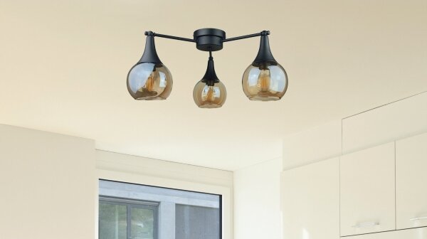 Lustră aplicată STAR 3xE27/60W/230V negru/bej fumuriu