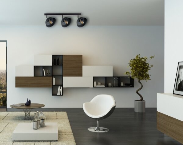 Spot FAUN 3xE27/60W/230V negru