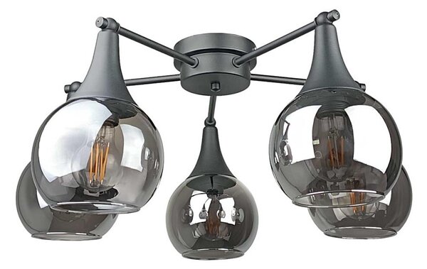 Lustră aplicată STAR 5xE27/60W/230V negru/negru fumuriu