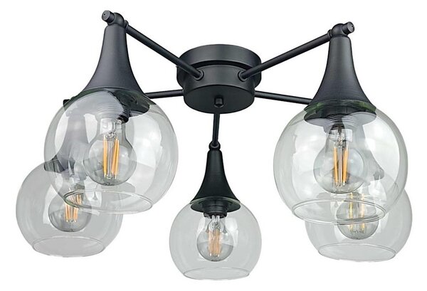 Lustră aplicată STAR 5xE27/60W/230V negru/transparent