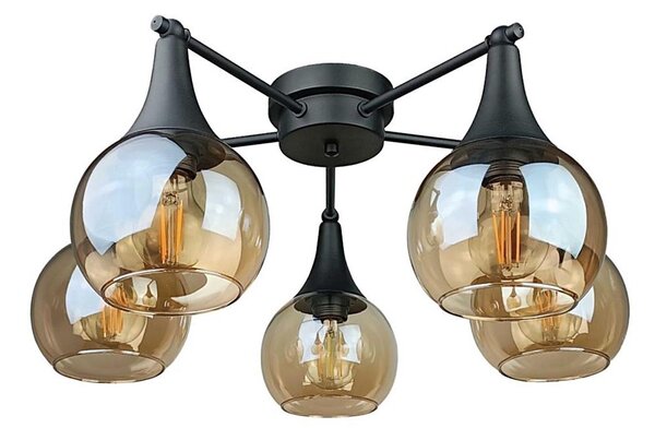 Lustră aplicată STAR 5xE27/60W/230V negru/bej fumuriu