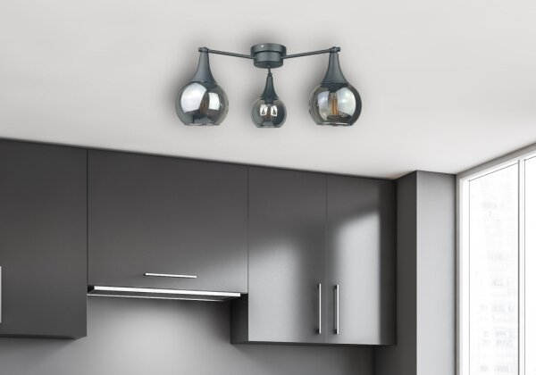 Lustră aplicată STAR 3xE27/60W/230V negru/negru fumuriu