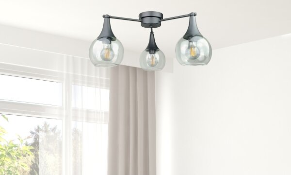 Lustră aplicată STAR 3xE27/60W/230V negru/transparent