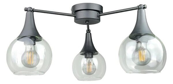 Lustră aplicată STAR 3xE27/60W/230V negru/transparent