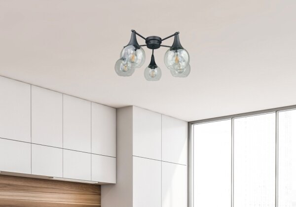 Lustră aplicată STAR 5xE27/60W/230V negru/transparent