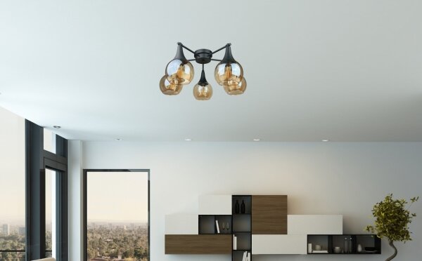 Lustră aplicată STAR 5xE27/60W/230V negru/bej fumuriu