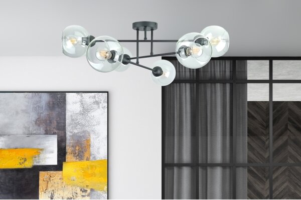 Lustră pe tijă VASCO 4xE27/60W/230V negru/transparent