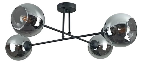 Lustră pe tijă VASCO 4xE27/60W/230V negru/negru fumuriu