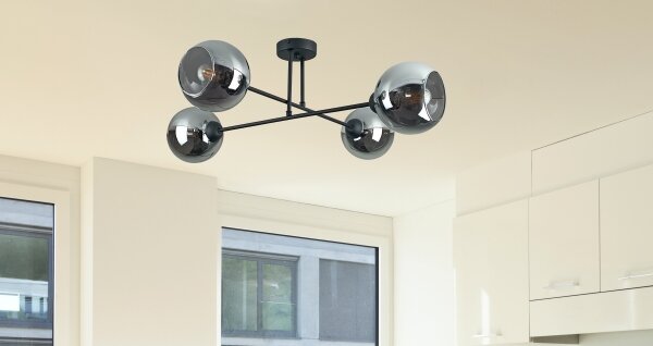 Lustră pe tijă VASCO 4xE27/60W/230V negru/negru fumuriu