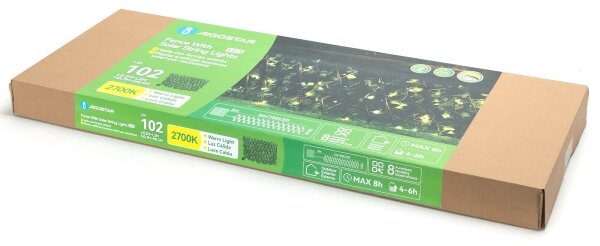 Aigostar - Decorațiune solară LED 102xLED/2x0,7m IP65 alb cald Ivy